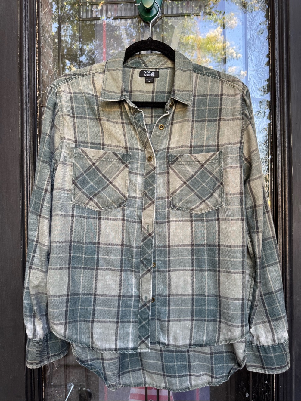 🌲 Nollie PacSun Acid Wash Plaid Flannel Shirt Size M 🌲